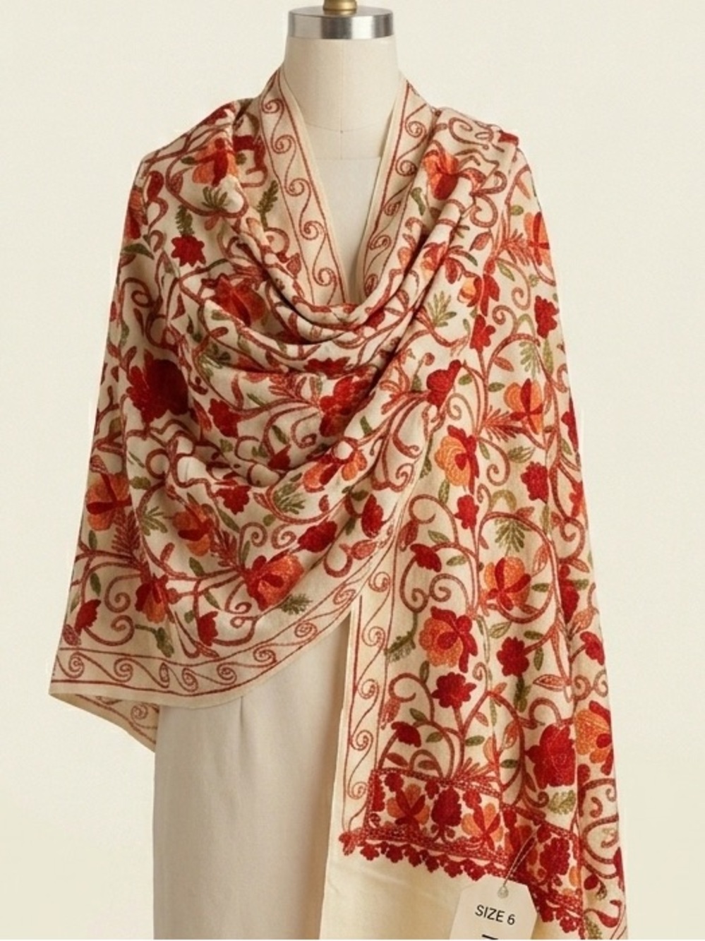 Kashmiri Woolen Embroidered Long Scarf/Shawl
